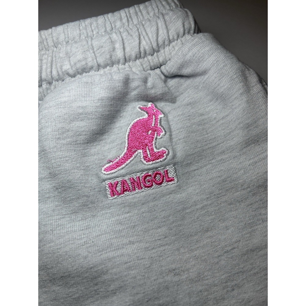 Kangol Sweatpants Women's Large Pink Logo Gray. Drawstring. Elastic Waist